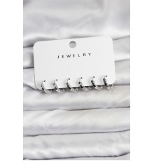 Gümüş Renk Pirinç Minimal Petek Detaylı Kadın Küpe Seti