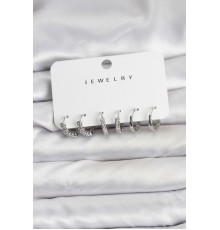 Gümüş Renk Pirinç Zirkon Taşlı Kadın Küpe Seti