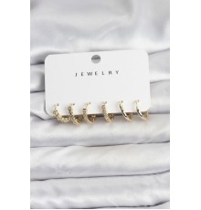 Gold Renk Pirinç Zirkon Taşlı Kadın Küpe Seti