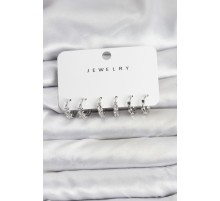 Pirinç Gümüş Renk Zirkon Taşlı Kadın Küpe Seti