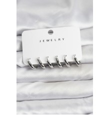 Gümüş Renk Pirinç Halka Kadın Küpe Seti