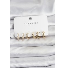 Gold Renk Pirinç Yıldız Modelli Kadın Küpe Seti