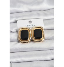 Siyah Mineli Kare Gold Renk Vintage Kadın Küpe