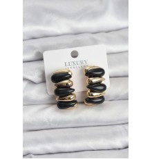 Siyah Renk Pirinç Vintage Kadın Küpe