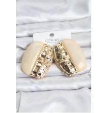 Krem Renk Pirinç Vintage Kadın Küpe