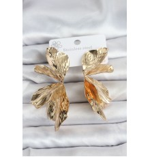 316L Çelik Gold Renk Lotus Yaprak Kadın Küpe