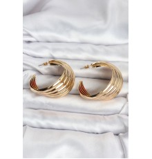 316L Çelik Gold Renk Yarım Halka Model Kadın Küpe