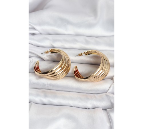 316L Çelik Gold Renk Yarım Halka Model Kadın Küpe