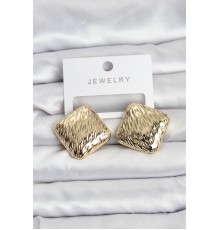 316L Çelik Gold Renk Kare Vintage Kadın Küpe