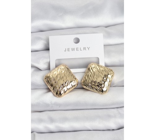 316L Çelik Gold Renk Kare Vintage Kadın Küpe