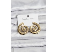 316L Çelik Gold Renk Sarmal Modelli Kadın Küpe