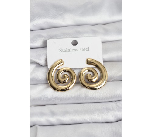 316L Çelik Gold Renk Sarmal Modelli Kadın Küpe