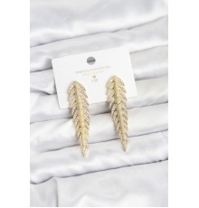 Pirinç Gold Renk Balık Sırtı Model Zirkon Taşlı Kadın Küpe