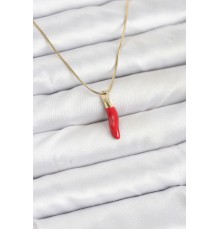 316L Çelik Gold Renk Kapya Kırmızı Biber Model Kadın Kolye