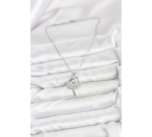 316L Çelik Gümüş Renk Balerin Model Kadın Kolye