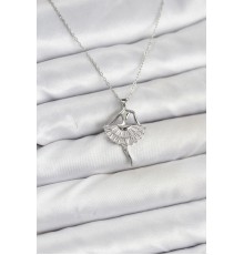 316L Çelik Gümüş Renk Balerin Model Kadın Kolye