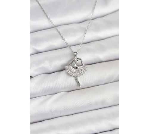 316L Çelik Gümüş Renk Balerin Model Kadın Kolye