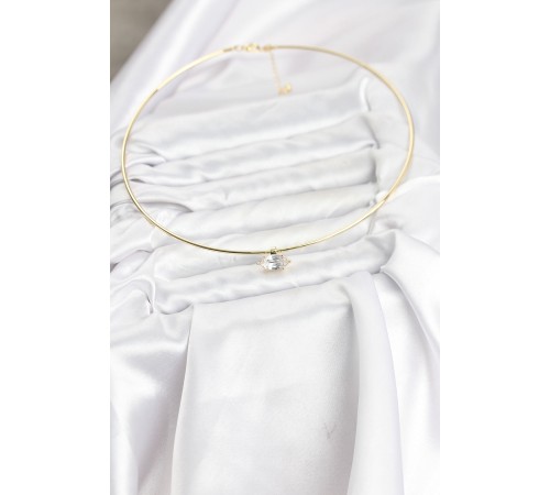Pirinç Gold Renk Choker Model Zirkon Taşlı Kadın Kolye