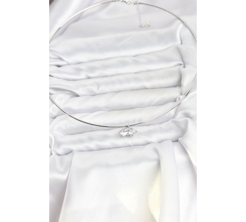 Pirinç Gümüş Renk Choker Model Zirkon Taşlı Kadın Kolye