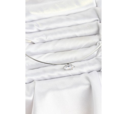 Pirinç Gümüş Renk Choker Model Zirkon Taşlı Kadın Kolye