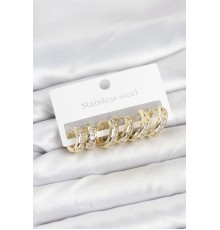 316L Çelik Gold Renk Su Yolu Halka Küpe Seti