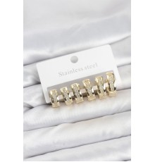 316L Çelik Gold Renk Zirkon Taşlı Halka Küpe Seti