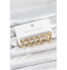 316L Çelik Gold Renk Zirkon Taşlı Kutup Yıldızı Model Halka Küpe Seti