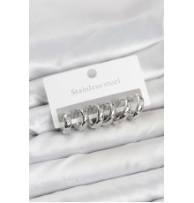 316L Çelik Gümüş Renk Zirkon Taşlı Kutup Yıldızı Model Halka Küpe Seti