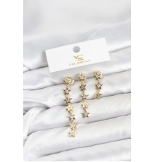 Pirinç Gold Renk Yıldız Model YSX Trio Küpe Seti