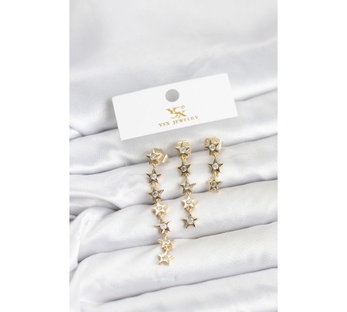 Pirinç Gold Renk Yıldız Model YSX Trio Küpe Seti