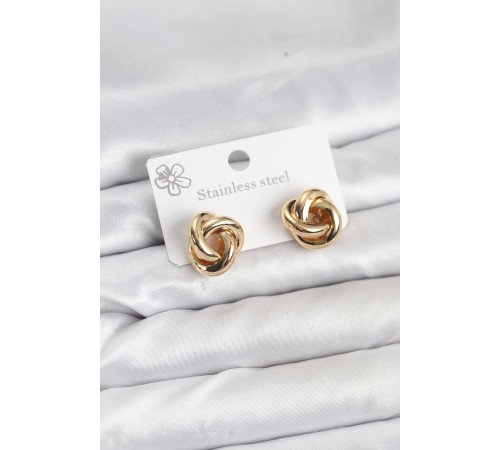 316L Çelik Gold Renk Sarmal Model Kadın Küpe