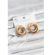 316L Çelik Gold Renk Lazerli Sarmal Halka Kadın Küpe