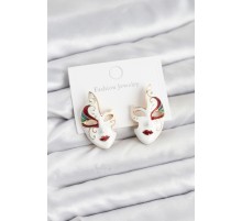 Pirinç Maske Model Kadın Küpe