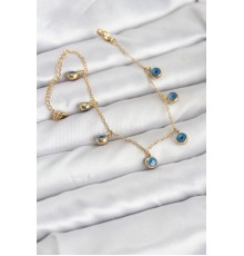 316L Çelik Gold Renk Minimal Nazar Model Kadın Bileklik