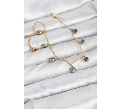 316L Çelik Gold Renk Minimal Nazar Model Kadın Bileklik