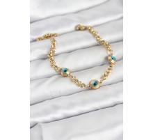 316L Çelik Nazar Model Gold Renk Kadın Bileklik