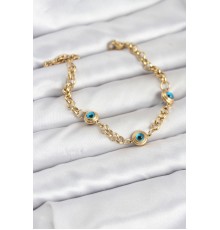 316L Çelik Nazar Model Gold Renk Kadın Bileklik