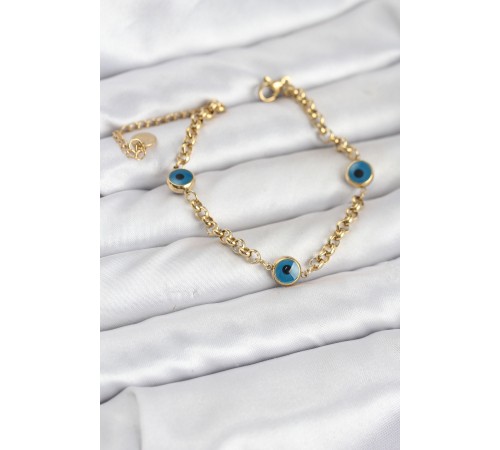 316L Çelik Nazar Model Gold Renk Kadın Bileklik