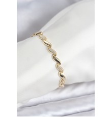 Gold Renk Sıralı Damla Model Zirkon Taşlı Pirinç Kadın Bileklik