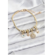 Pirinç Gold Renk Güneş Charmlı Kadın Bileklik