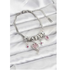 Pirinç Gümüş Renk Uçan Balon Charmlı Kadın Bileklik