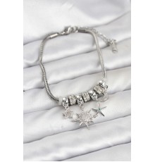 Pirinç Gümüş Renk Güneş Tema Charmlı Kadın Bileklik