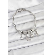 Pirinç Gümüş Renk Ay Charm Model Charmlı Kadın Bileklik