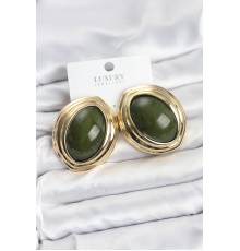 Pirinç Yeşil Badem Model Vintage Gold Kadın Küpe