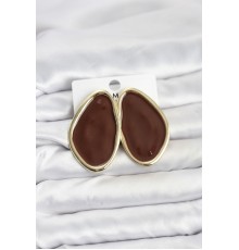 Pirinç Kahverengi Mineli Damla Model Vintage Plaka Kadın Küpe
