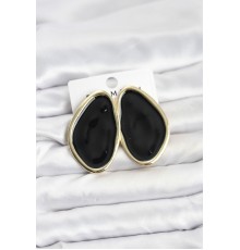 Pirinç Siyah Mineli Damla Model Vintage Plaka Kadın Küpe