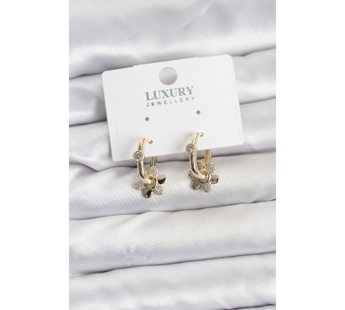 Zirkon Taşlı Pirinç Kadın Göçmen Küpesi