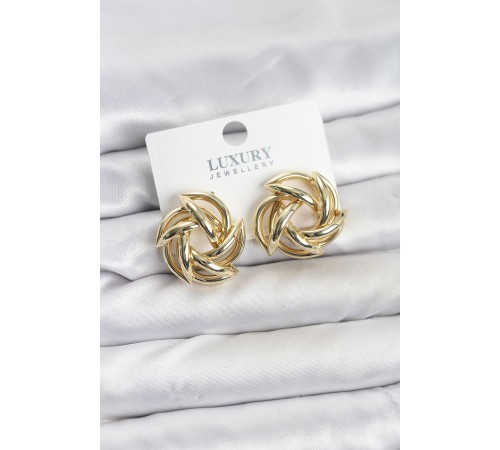 Gold Renk Pirinç Keskin Sarmal Model Kadın Küpe
