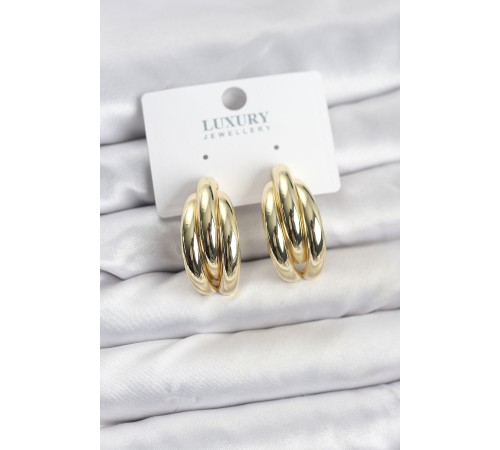 Gold Renk Pirinç Yarım Halka Model Kadın Küpe