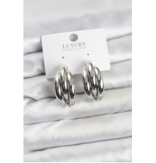 Gümüş Renk Pirinç Yarım Halka Model Kadın Küpe